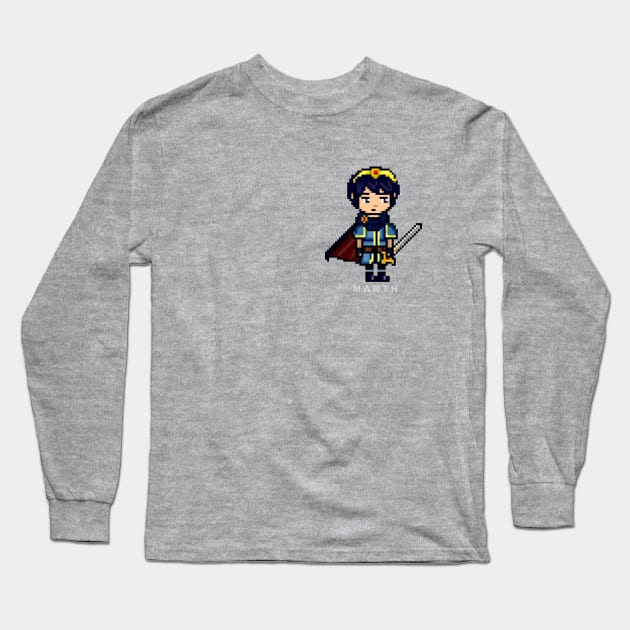 Pixel Marth with Font Long Sleeve T-Shirt by darktiff_